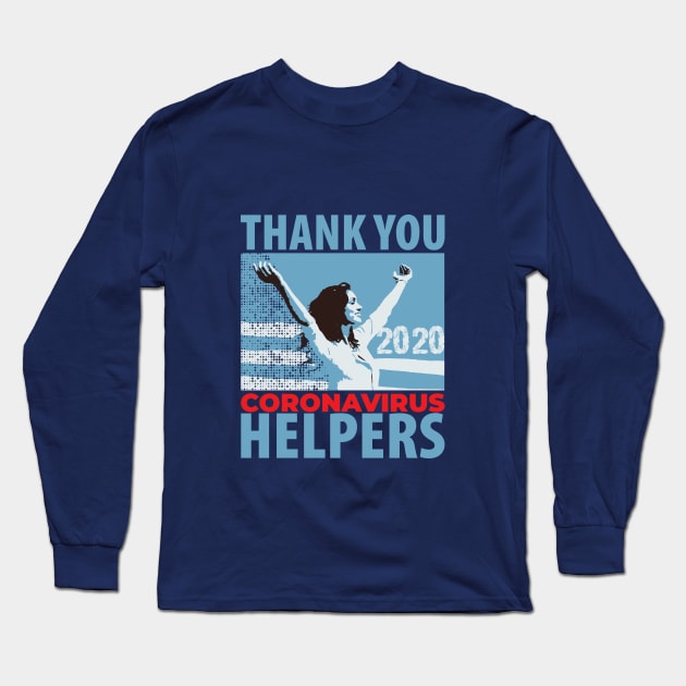 Thank You Coronavirus Helpers Long Sleeve T-Shirt by Sofiia Golovina